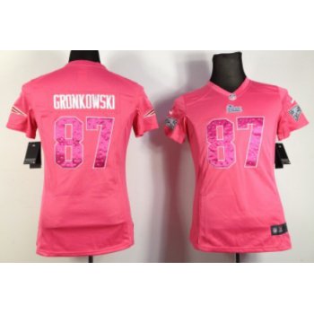 Nike New England Patriots #87 Rob Gronkowski Pink Sweetheart Diamond Womens Jersey