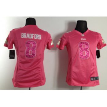 Nike St. Louis Rams #8 Sam Bradford Pink Sweetheart Diamond Womens Jersey