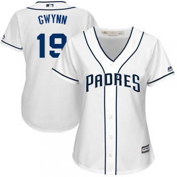 Padres #19 Tony Gwynn White Home Women's Stitched Baseball Jersey