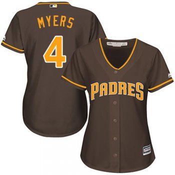 Padres #4 Wil Myers Brown Alternate Women's Stitched Baseball Jersey
