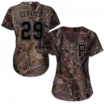 Pirates #29 Francisco Cervelli Camo Realtree Collection Cool Base Women's Stitched Baseball Jersey