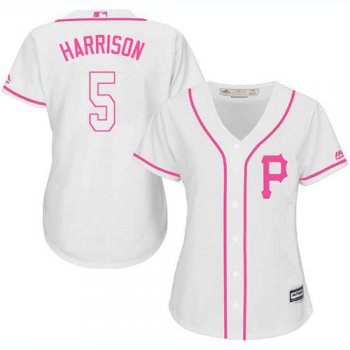 Pirates #5 Josh Harrison White Pink Fashion Women's Stitched Baseball Jersey