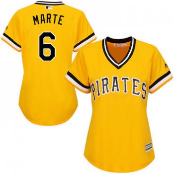 Pirates #6 Starling Marte Gold Alternate Women's Stitched Baseball Jersey