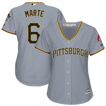 Pirates #6 Starling Marte Grey Road Women's Stitched Baseball Jersey