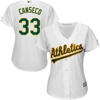 Athletics #33 Jose Canseco White Home Women's Stitched Baseball Jersey