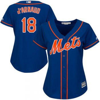 Mets #18 Travis d'Arnaud Blue Alternate Women's Stitched Baseball Jersey