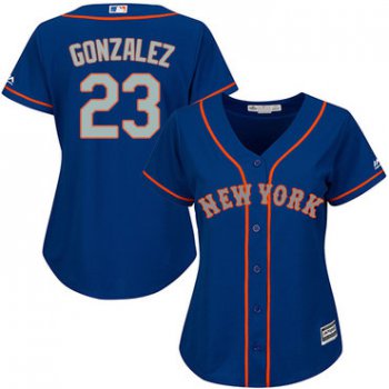 Mets #23 Adrian Gonzalez Blue(Grey NO.) Alternate Women's Stitched Baseball Jersey