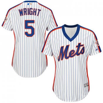 Mets #5 David Wright White(Blue Strip) Alternate Women's Stitched Baseball Jersey