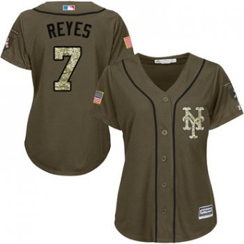 Mets #7 Jose Reyes Green Salute to Service Women's Stitched Baseball Jersey