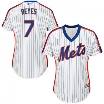 Mets #7 Jose Reyes White(Blue Strip) Alternate Women's Stitched Baseball Jersey