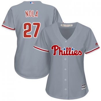 Phillies #27 Aaron Nola Grey Road Women's Stitched Baseball Jersey