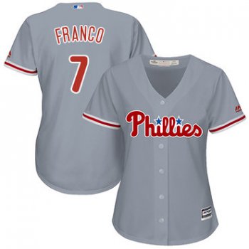 Phillies #7 Maikel Franco Grey Road Women's Stitched Baseball Jersey