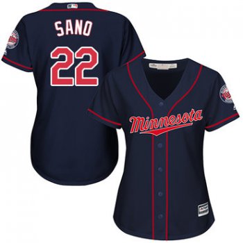 Twins #22 Miguel Sano Navy Blue Alternate Women's Stitched Baseball Jersey