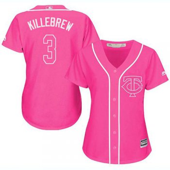 Twins #3 Harmon Killebrew Pink Fashion Women's Stitched Baseball Jersey