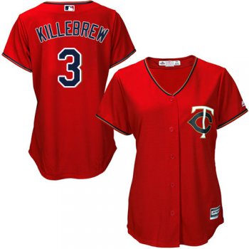 Twins #3 Harmon Killebrew Red Alternate Women's Stitched Baseball Jersey