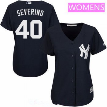 Women's New York Yankees #40 Luis Severino Navy Blue Alternate Stitched MLB Majestic Cool Base Jersey