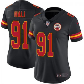 Women's Nike Kansas City Chiefs #91 Tamba Hali Black Stitched NFL Limited Rush Jersey