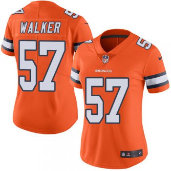 Women's Nike Broncos #57 Demarcus Walker Orange Stitched NFL Limited Rush Jersey