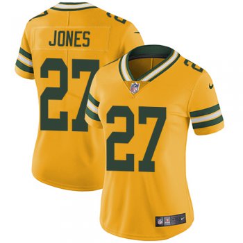 Women's Nike Packers #27 Josh Jones Yellow Stitched NFL Limited Rush Jersey