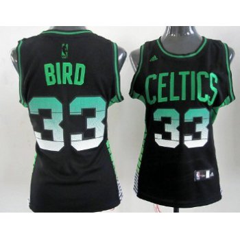 Boston Celtics #33 Larry Bird Vibe Black Fashion Womens Jersey
