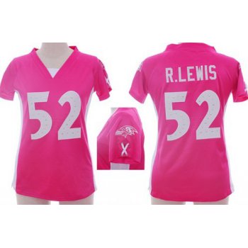 Nike Baltimore Ravens #52 Ray Lewis 2012 Pink Womens Draft Him II Top Jersey