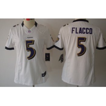 Nike Baltimore Ravens #5 Joe Flacco White Limited Womens Jersey
