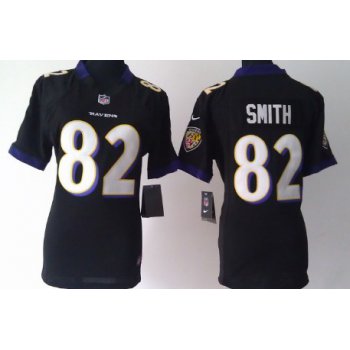 Nike Baltimore Ravens #82 Torrey Smith Black Game Womens Jersey
