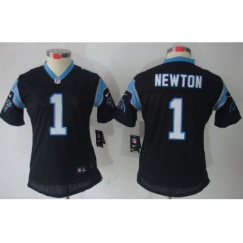 Nike Carolina Panthers #1 Cam Newton Black Limited Womens Jersey
