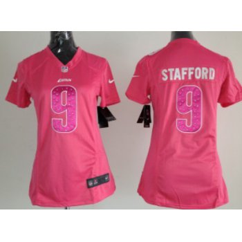 Nike Detroit Lions #9 Matthew Stafford Pink Sweetheart Diamond Womens Jersey
