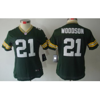 Nike Green Bay Packers #21 Charles Woodson Green Limited Womens Jersey