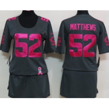 Nike Green Bay Packers #52 Clay Matthews Breast Cancer Awareness Gray Womens Jersey