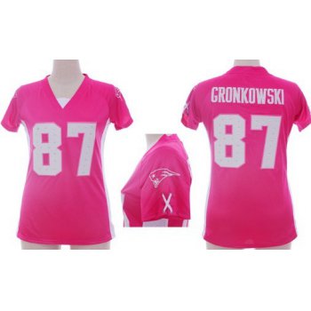 Nike New England Patriots #87 Rob Gronkowski 2012 Pink Womens Draft Him II Top Jersey