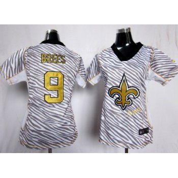 Nike New Orleans Saints #9 Drew Brees 2012 Womens Zebra Fashion Jersey