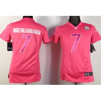 Nike Pittsburgh Steelers #7 Ben Roethlisberger Pink Sweetheart Diamond Womens Jersey