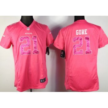 Nike San Francisco 49ers #21 Frank Gore Pink Sweetheart Diamond Womens Jersey