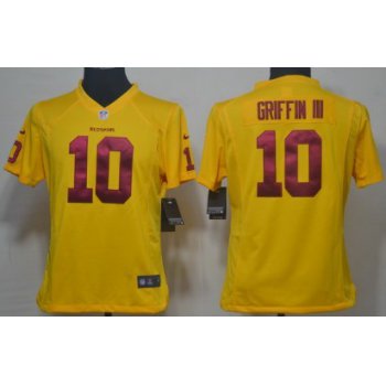 Nike Washington Redskins #10 Robert Griffin III Yellow Game Womens Jersey