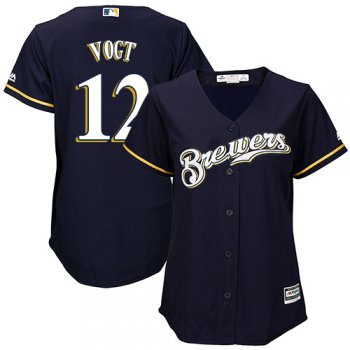 Brewers #12 Stephen Vogt Navy Blue Alternate Women's Stitched Baseball Jersey