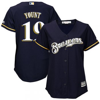 Brewers #19 Robin Yount Navy Blue Alternate Women's Stitched Baseball Jersey