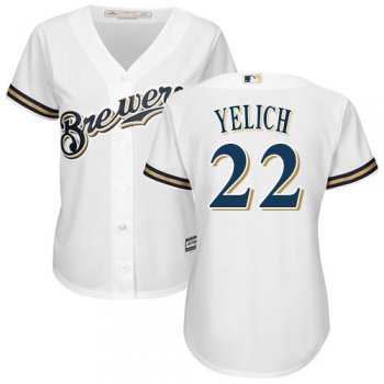 Brewers #22 Christian Yelich White Home Women's Stitched Baseball Jersey