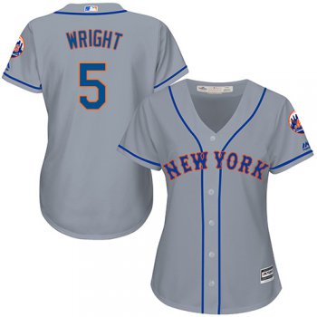 Mets #5 David Wright Grey Road Women's Stitched Baseball Jersey