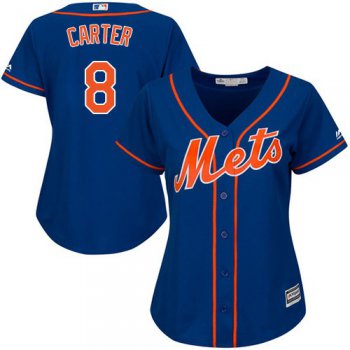 Mets #8 Gary Carter Blue Alternate Women's Stitched Baseball Jersey