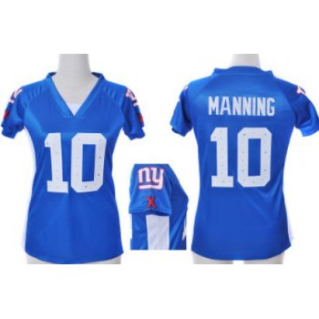 Nike New York Giants #10 Eli Manning 2012 Blue Womens Draft Him II Top Jersey