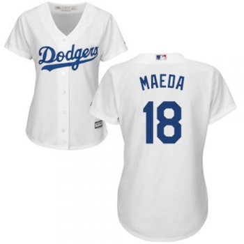 Dodgers #18 Kenta Maeda White Home Women's Stitched Baseball Jersey