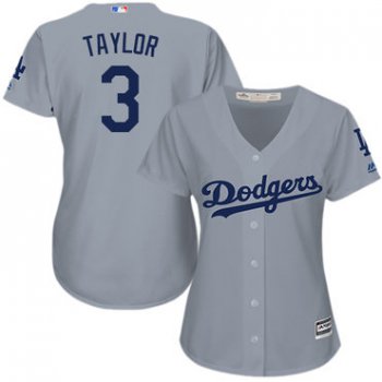 Dodgers #3 Chris Taylor Grey Alternate Road Women's Stitched Baseball Jersey