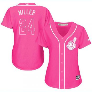 Indians #24 Andrew Miller Pink Fashion Women's Stitched Baseball Jersey