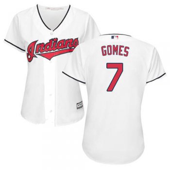 Indians #7 Yan Gomes White Home Women's Stitched Baseball Jersey