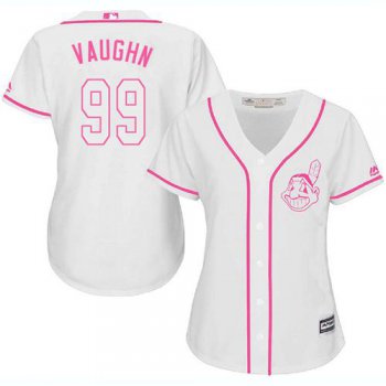 Indians #99 Ricky Vaughn White Pink Fashion Women's Stitched Baseball Jersey