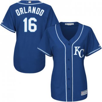 Royals #16 Paulo Orlando Royal Blue Alternate Women's Stitched Baseball Jersey