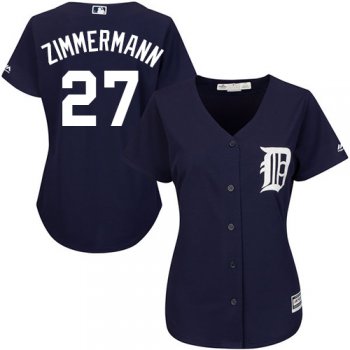 Tigers #27 Jordan Zimmermann Navy Blue Alternate Women's Stitched Baseball Jersey