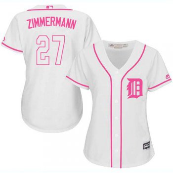 Tigers #27 Jordan Zimmermann White Pink Fashion Women's Stitched Baseball Jersey